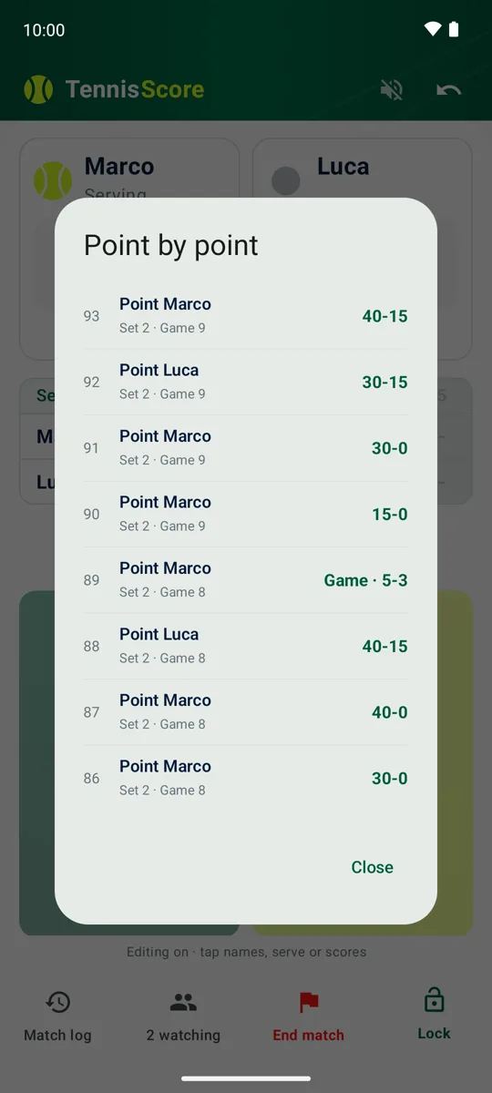Point-by-point log